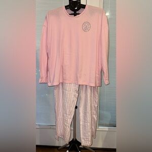 Victoria's Secret White & Pink & silver striped Jeweled Embellished pajamas